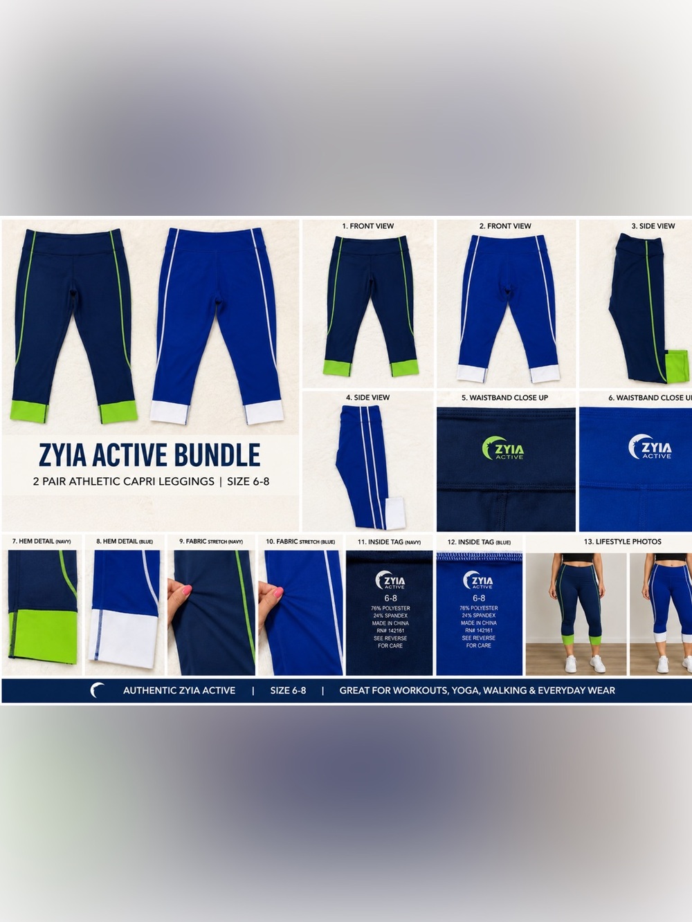 Zyia Legging Bundle | 2 Athletic Capri Pants | Size 6–8”